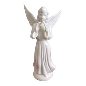 Vintage Dresden White Angel Musician Bisque Porcelain Statue 5.75 Germany Signed